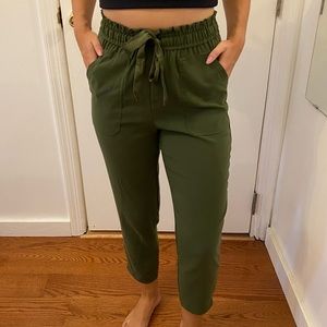 Zara Army Green Tie-Waist Joggers